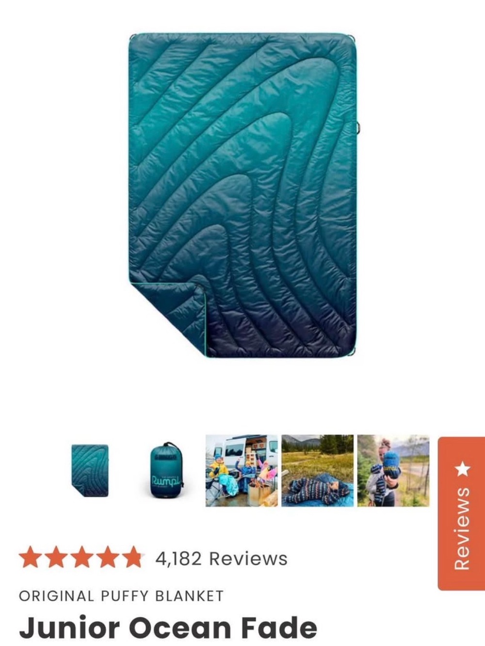 Rumpl Junior - Ocean Fade - Packable Puffy Kids Blanket